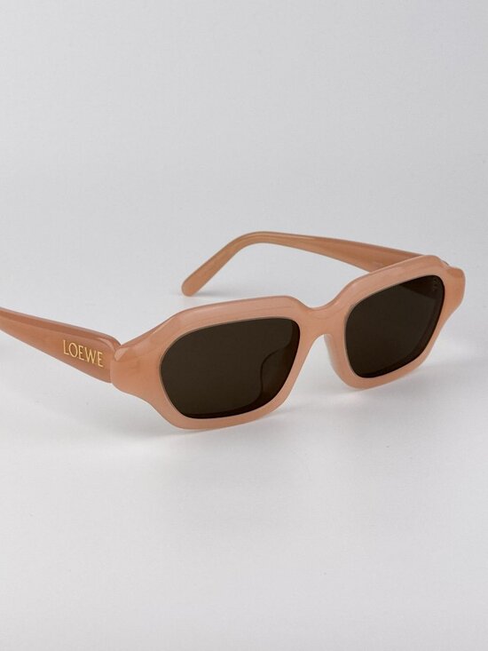 Loewe LW40157U SLIM 72E Rectangle Sunglasses Shiny Nude Pink Frame Grey Lenses